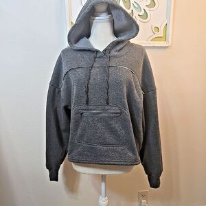 Hind Running Cropped Hoodie Sz L Womens Gray Athletic Sweatshirt Reflective Boxy